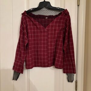 Red Top with Mesh Cuffs